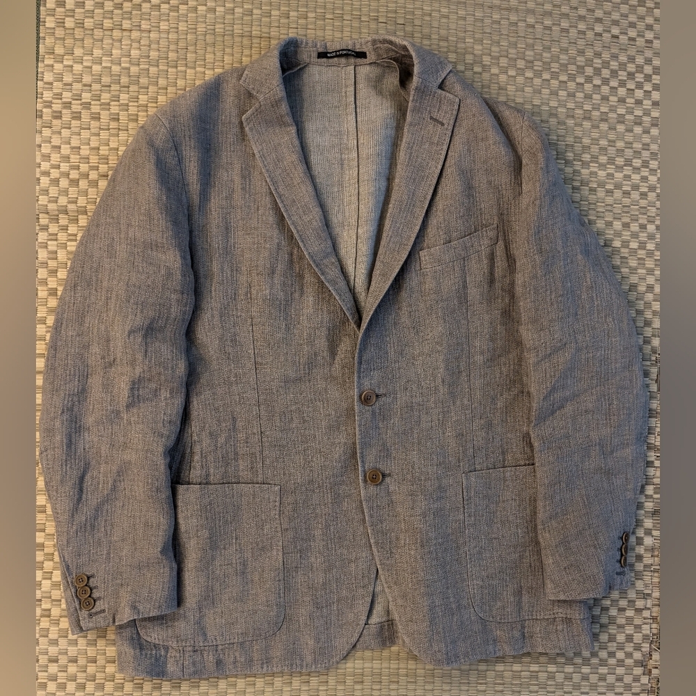 Frank Stella NYC Linen Blazer Sportcoat Men's Size 54L Beige Made in Portugal